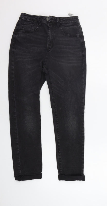 Womens UK Size 6 STR Regular Fit Straight Black Jeans