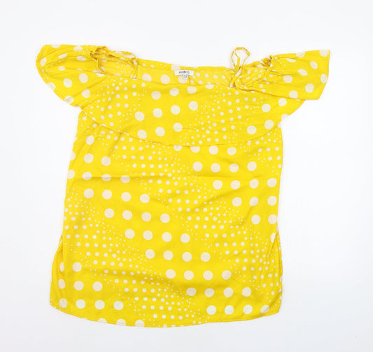 pEP&CO Womens Yellow Polka Dot  Basic Blouse Size 16