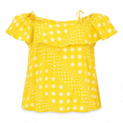 pEP&CO Womens Yellow Polka Dot  Basic Blouse Size 16