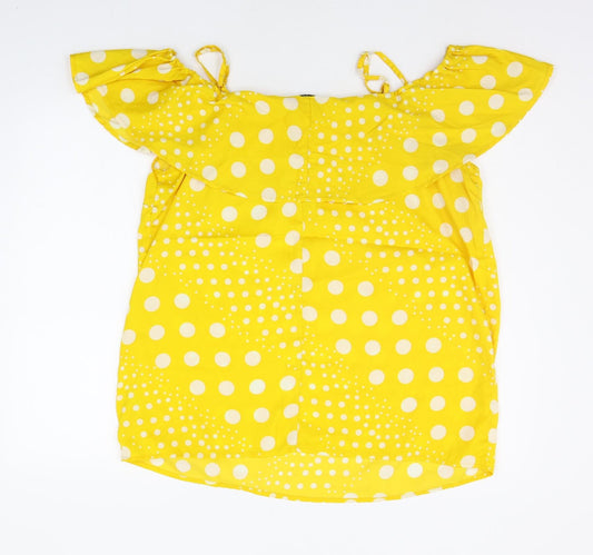 pEP&CO Womens Yellow Polka Dot  Basic Blouse Size 16