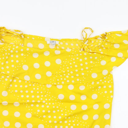 pEP&CO Womens Yellow Polka Dot  Basic Blouse Size 16