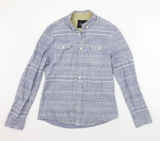 ASOS Mens Blue Geometric   Button-Up Size S