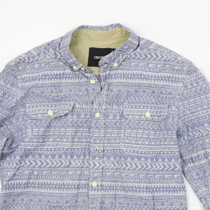 ASOS Mens Blue Geometric   Button-Up Size S
