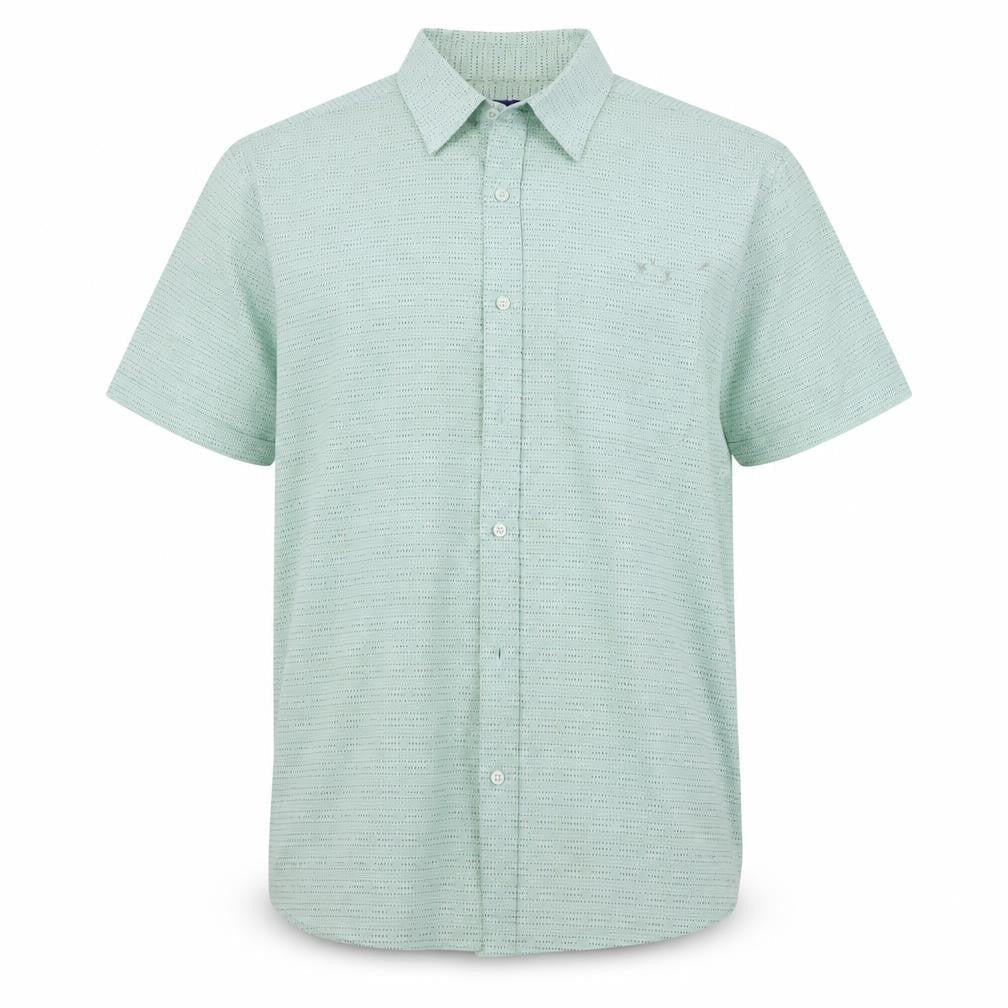 Mens UK Size L BHS Green  Button-Up Short Sleeve Casual Shirt