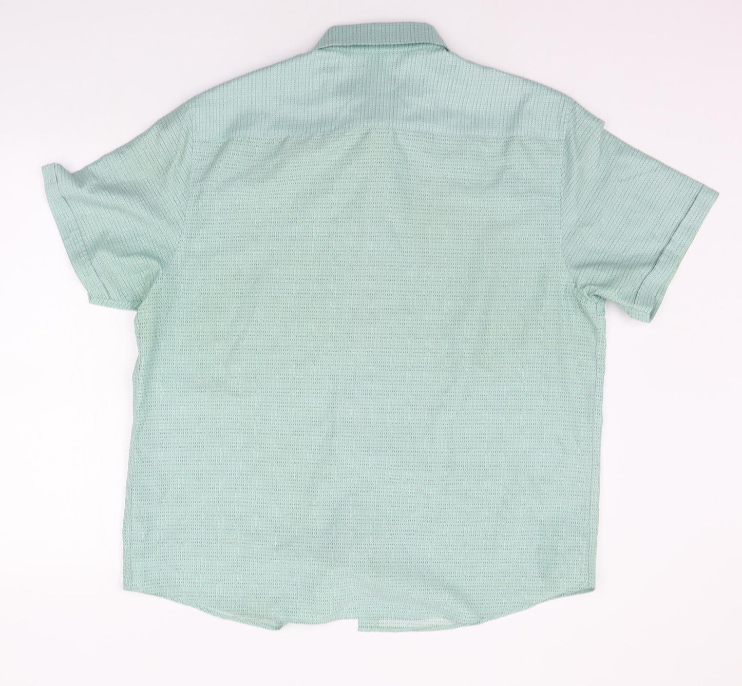 Mens UK Size L BHS Green  Button-Up Short Sleeve Casual Shirt