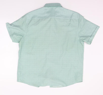 Mens UK Size L BHS Green  Button-Up Short Sleeve Casual Shirt