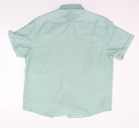 Mens UK Size L BHS Green  Button-Up Short Sleeve Casual Shirt