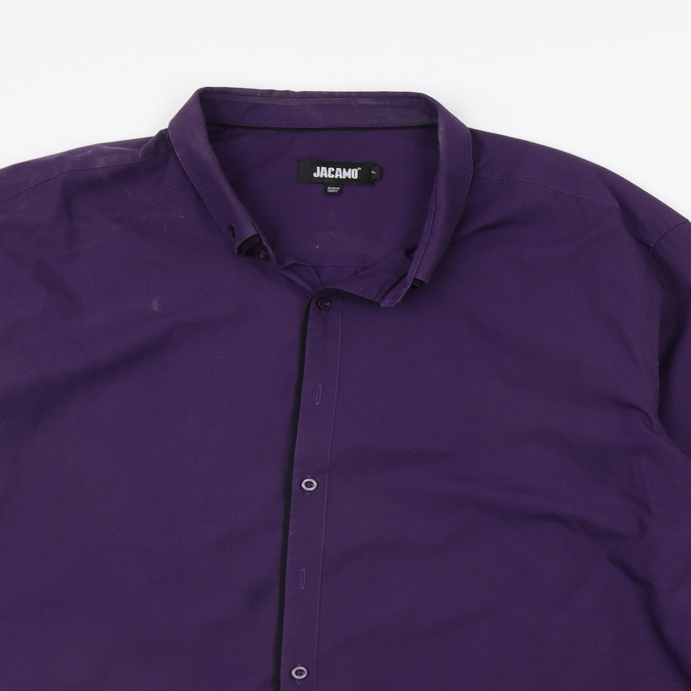 Mens UK Size XL Jacamo Purple  Button-Up Long Sleeve Casual Shirt