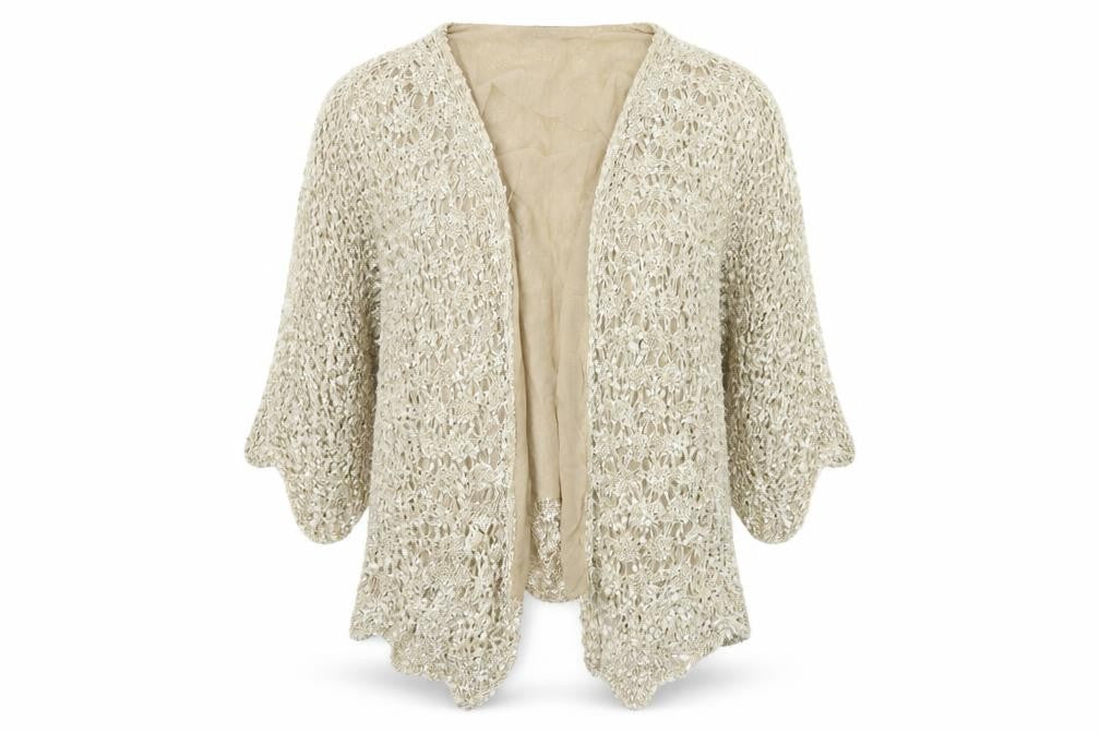 Casamia Womens Beige Houndstooth Cardigan Jumper Size S