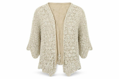 Casamia Womens Beige Houndstooth Cardigan Jumper Size S