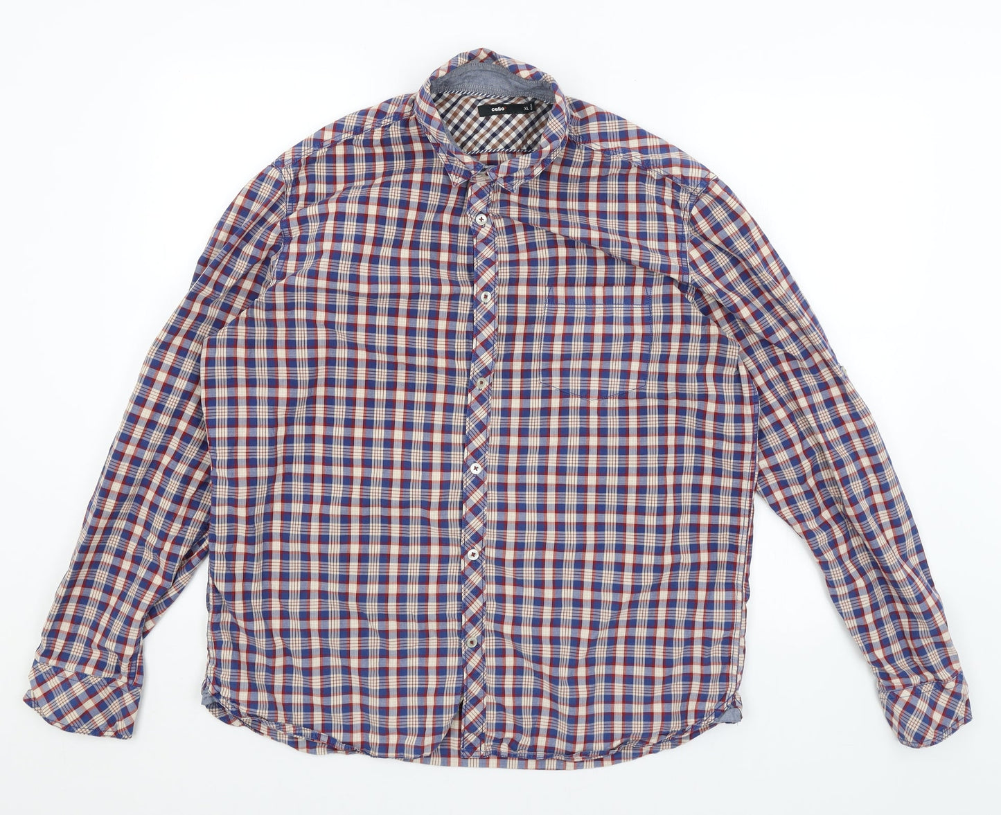 Mens UK Size XL Celio Blue  Button-Up Long Sleeve Casual Shirt
