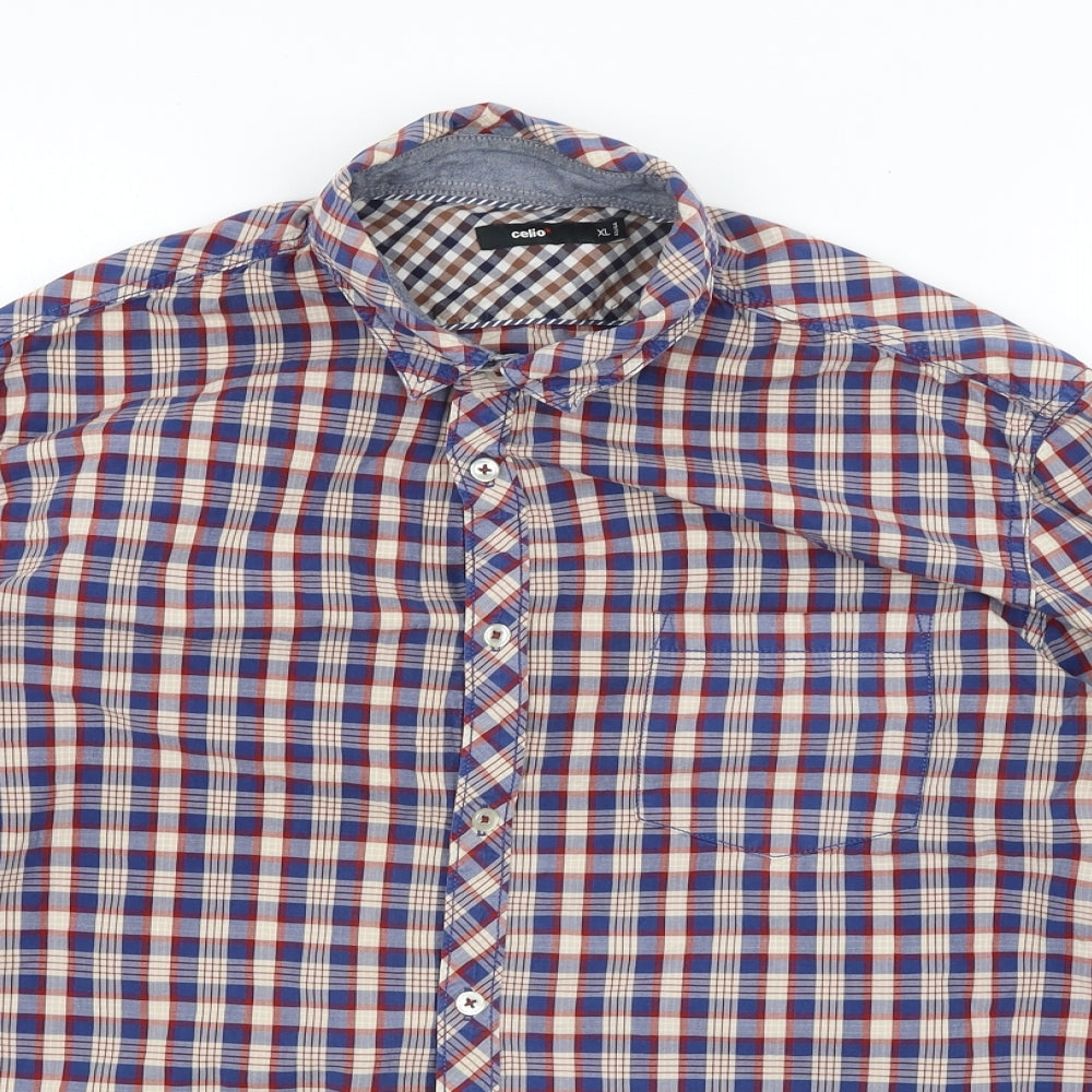 Mens UK Size XL Celio Blue  Button-Up Long Sleeve Casual Shirt