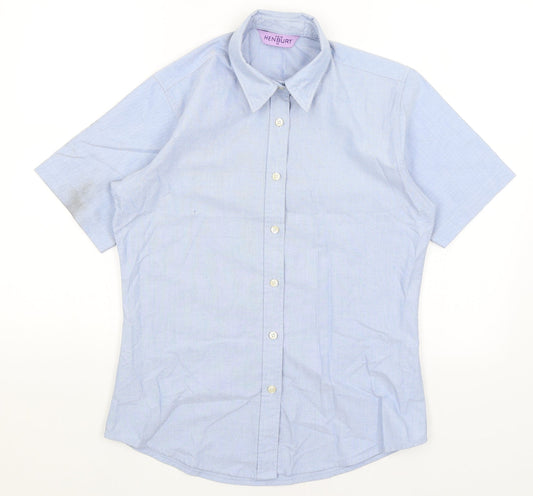 Mens UK Size M Henbury Blue  Button-Up Short Sleeve Casual Shirt