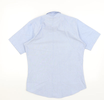 Mens UK Size M Henbury Blue  Button-Up Short Sleeve Casual Shirt