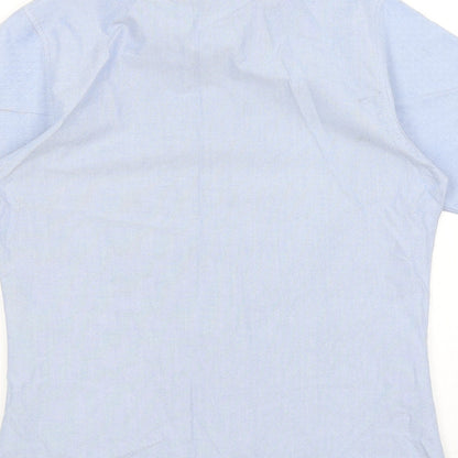 Mens UK Size M Henbury Blue  Button-Up Short Sleeve Casual Shirt