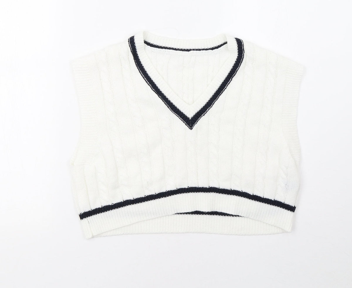 SHEIN Womens White   Pullover Sweatshirt Size S  - cropped