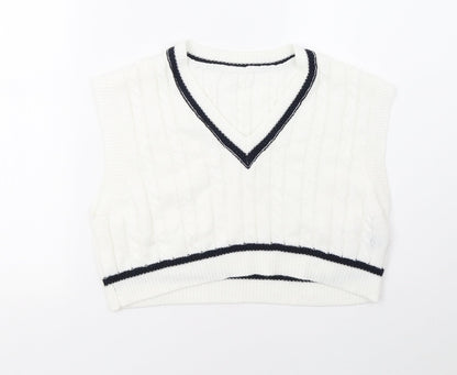 SHEIN Womens White   Pullover Sweatshirt Size S  - cropped