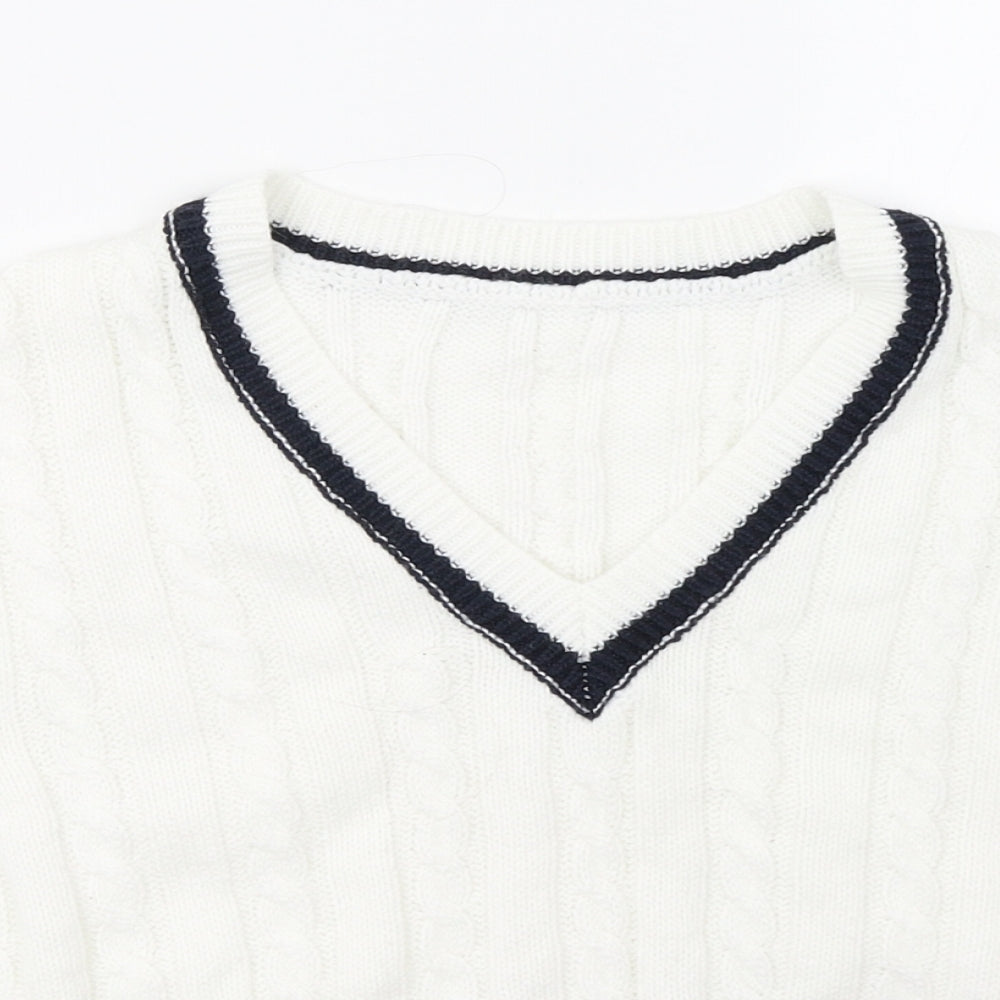SHEIN Womens White   Pullover Sweatshirt Size S  - cropped
