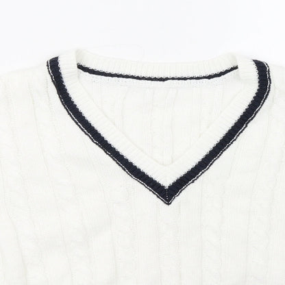 SHEIN Womens White   Pullover Sweatshirt Size S  - cropped