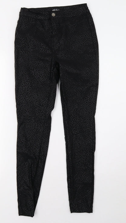 Sainsburys Womens Black Animal Print Denim Skinny Jeans Size 10 L30 in