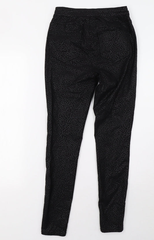 Sainsburys Womens Black Animal Print Denim Skinny Jeans Size 10 L30 in