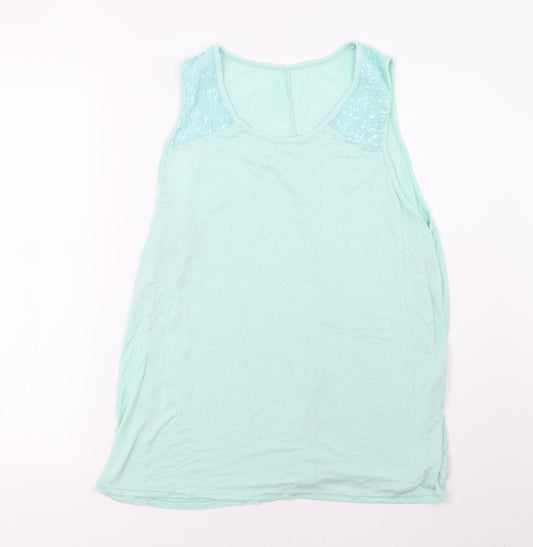 Womens UK Size S Preworn Green Basic T-Shirt