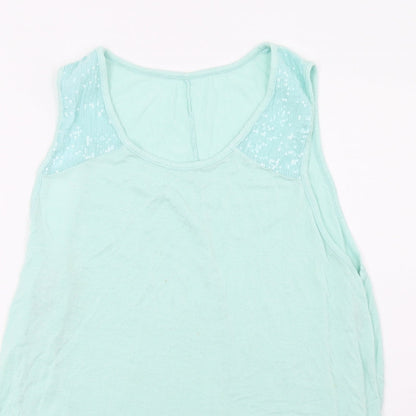 Womens UK Size S Preworn Green Basic T-Shirt