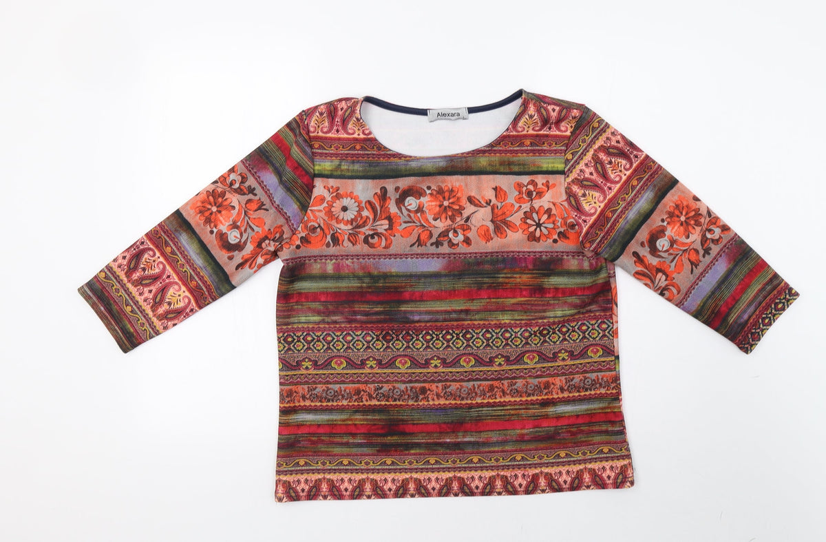 Additional front view of alexara women’s orange geometric pullover sweatshirt, size L