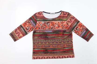 Additional front view of alexara women’s orange geometric pullover sweatshirt, size L