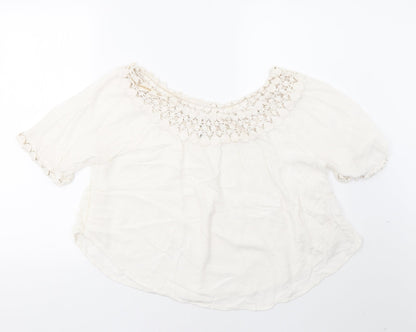 Womens UK Size 10 River Island White Basic T-Shirt