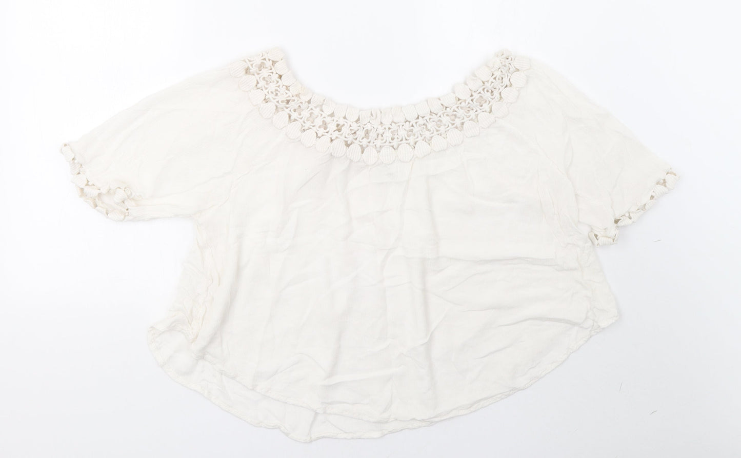 Womens UK Size 10 River Island White Basic T-Shirt