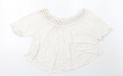 Womens UK Size 10 River Island White Basic T-Shirt