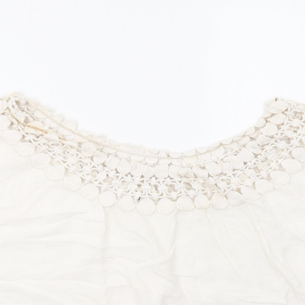Womens UK Size 10 River Island White Basic T-Shirt