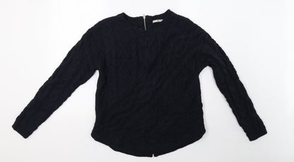 Additional front view of TU women’s blue knit pullover sweatshirt, size UK 12
