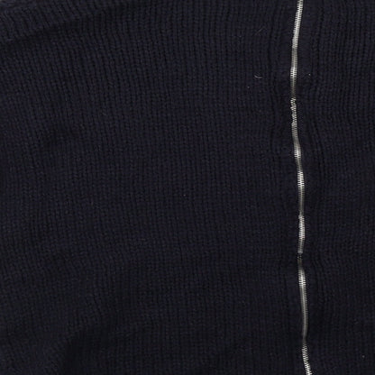 Brand and care label for TU women’s blue knit pullover sweatshirt, size UK 12