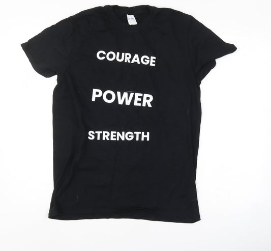 Womens UK Size M Gildan Black Basic T-Shirt