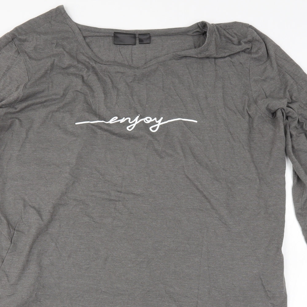 Womens UK Size L Rainbow Grey Basic T-Shirt