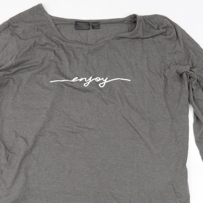 Womens UK Size L Rainbow Grey Basic T-Shirt