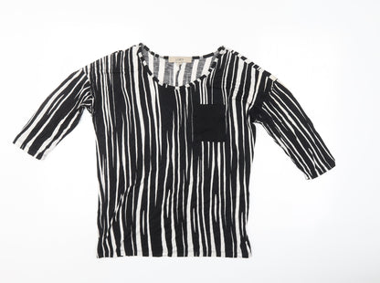 LOFT Womens Black Striped  Basic T-Shirt Size M