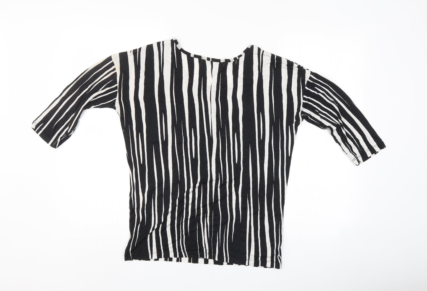 LOFT Womens Black Striped  Basic T-Shirt Size M