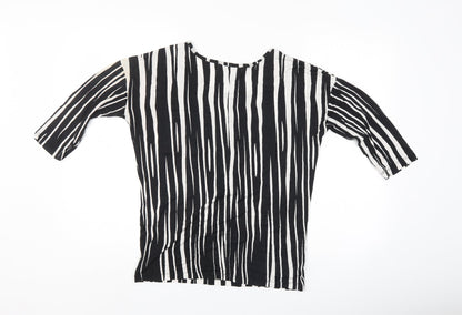 LOFT Womens Black Striped  Basic T-Shirt Size M