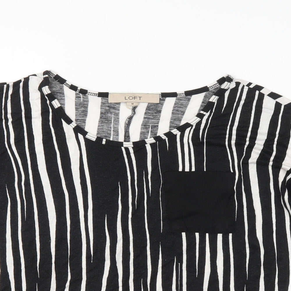LOFT Womens Black Striped  Basic T-Shirt Size M