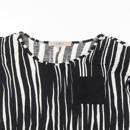 LOFT Womens Black Striped  Basic T-Shirt Size M