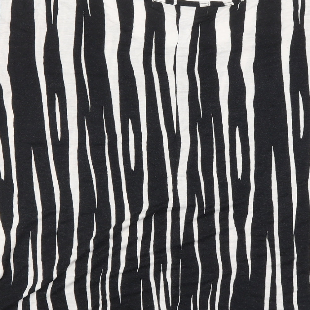 LOFT Womens Black Striped  Basic T-Shirt Size M