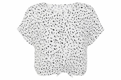 Glamour style Womens White Polka Dot  Basic Blouse Size S