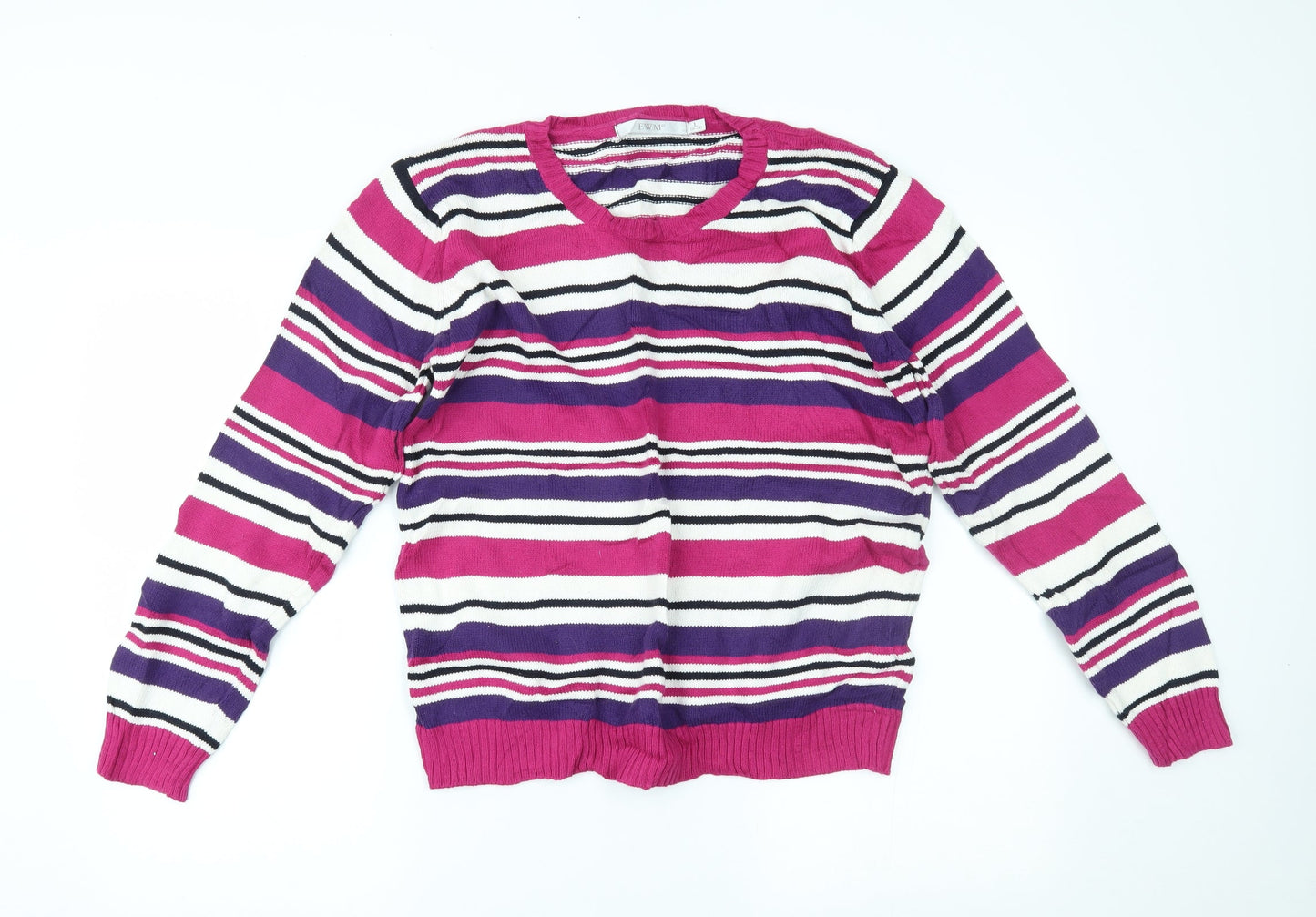 EWM Womens Purple Striped  Pullover Jumper Size L