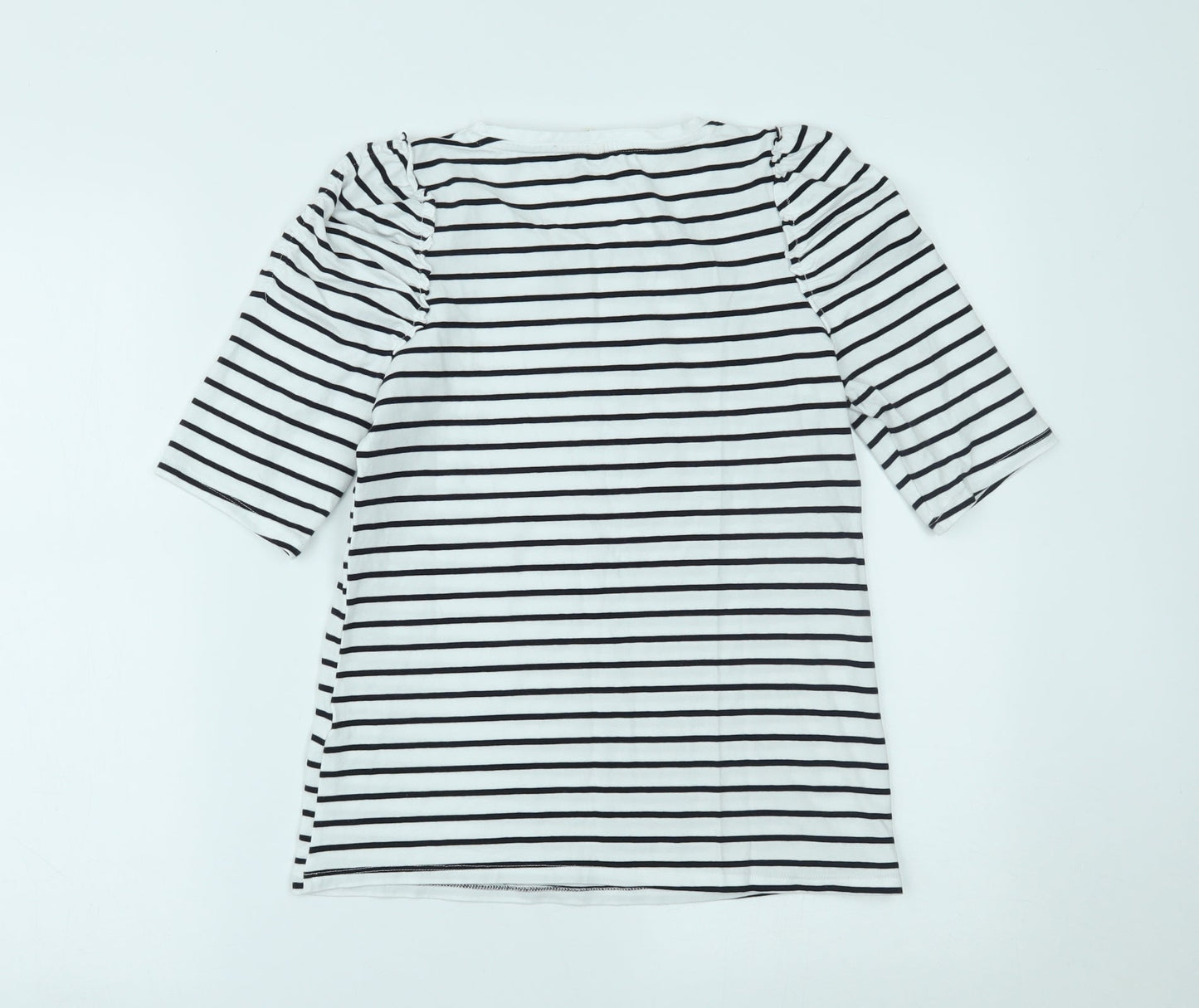 Basics Womens White Striped  Basic T-Shirt Size S