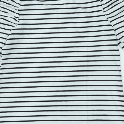 Basics Womens White Striped  Basic T-Shirt Size S