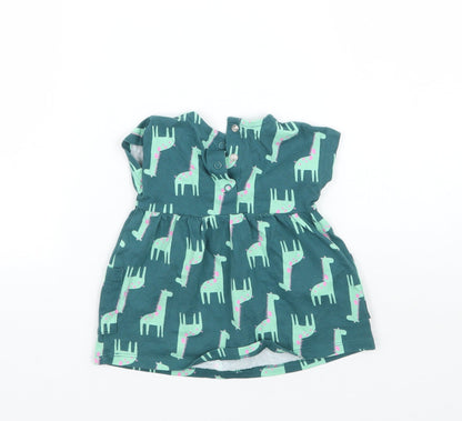 George Girls Green Animal Print  Basic Blouse Size 0-3 Months