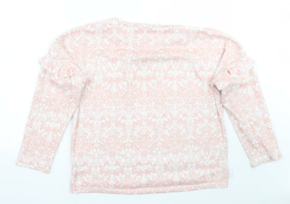 TU Womens White Floral  Pullover Jumper Size 12